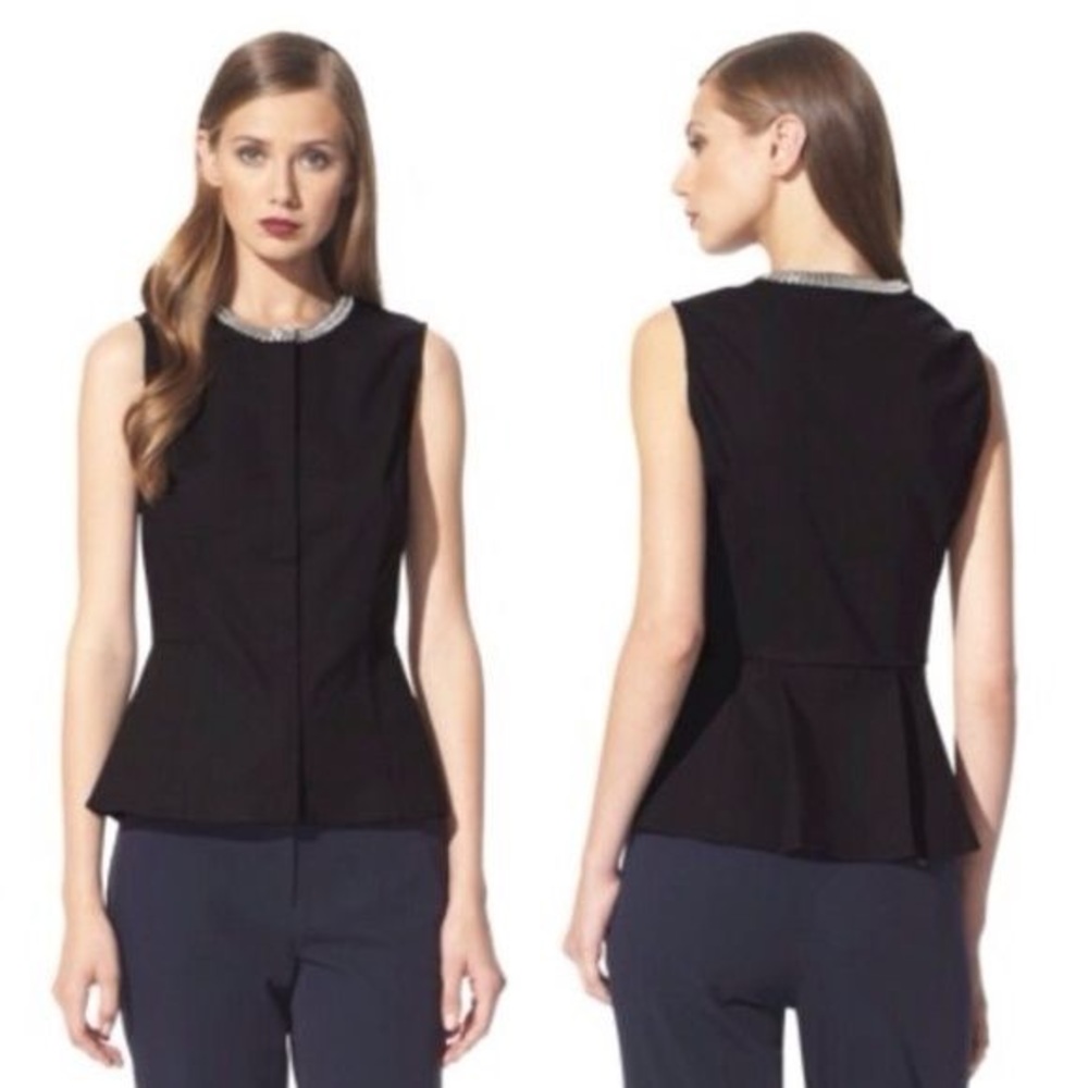 3.1 Phillip Lim x Target Beaded Black Peplum Top M